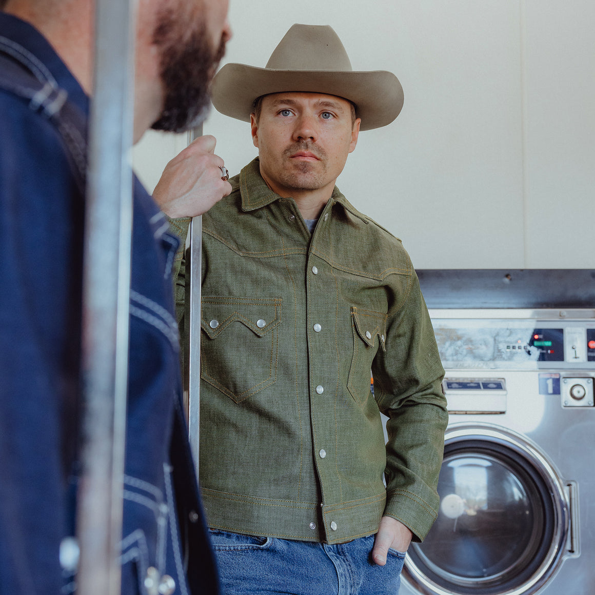 Jack Of Diamonds- Men's Moss Green Selvedge Denim Jacket