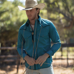 The Roper- Men's Blue Jay Piped Western Shirt