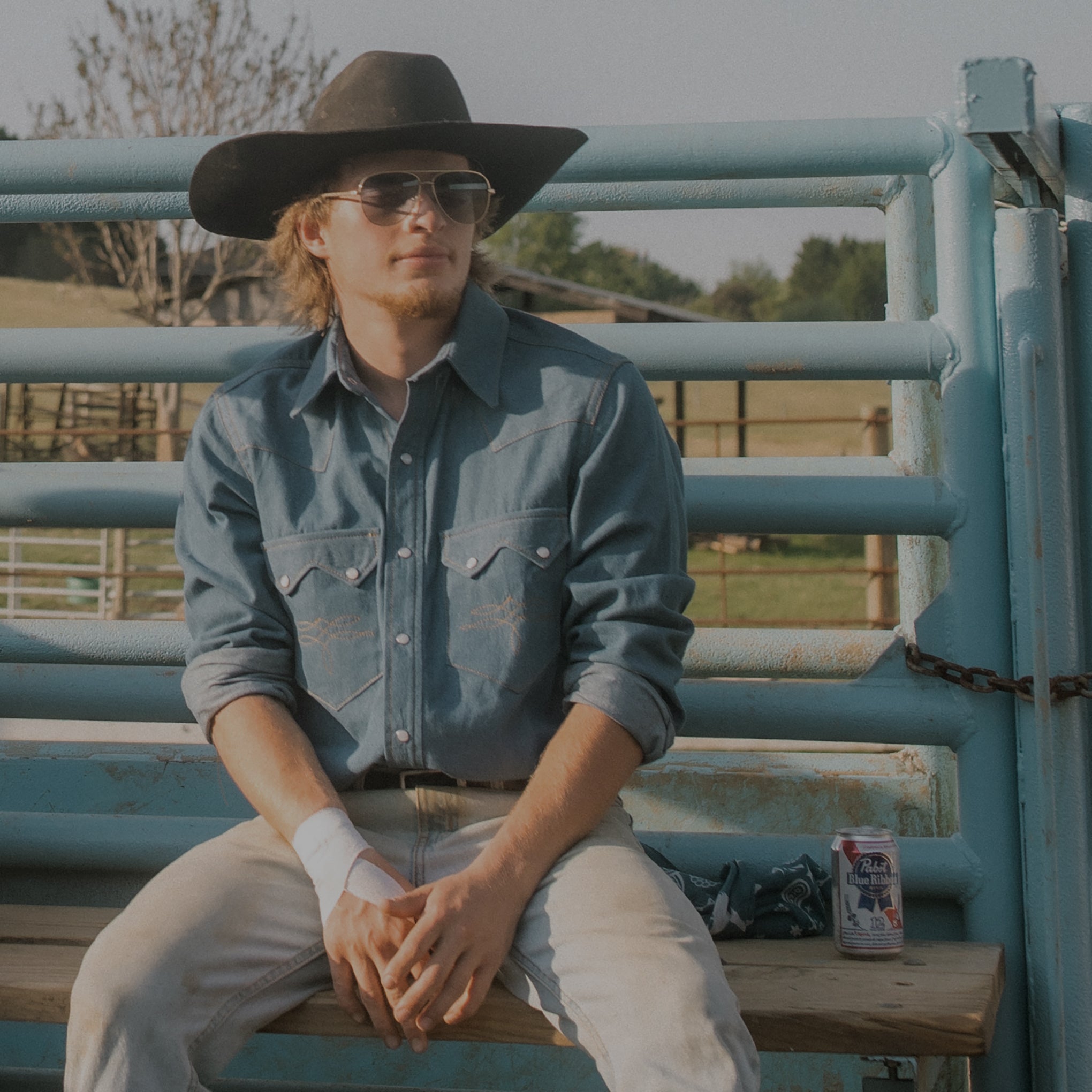 Highwayman- Men's Blue Denim Western Shirt
