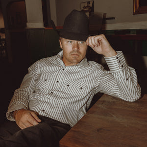 Saloon Stripe- Men's Luxury Stripe Western Shirt (White)