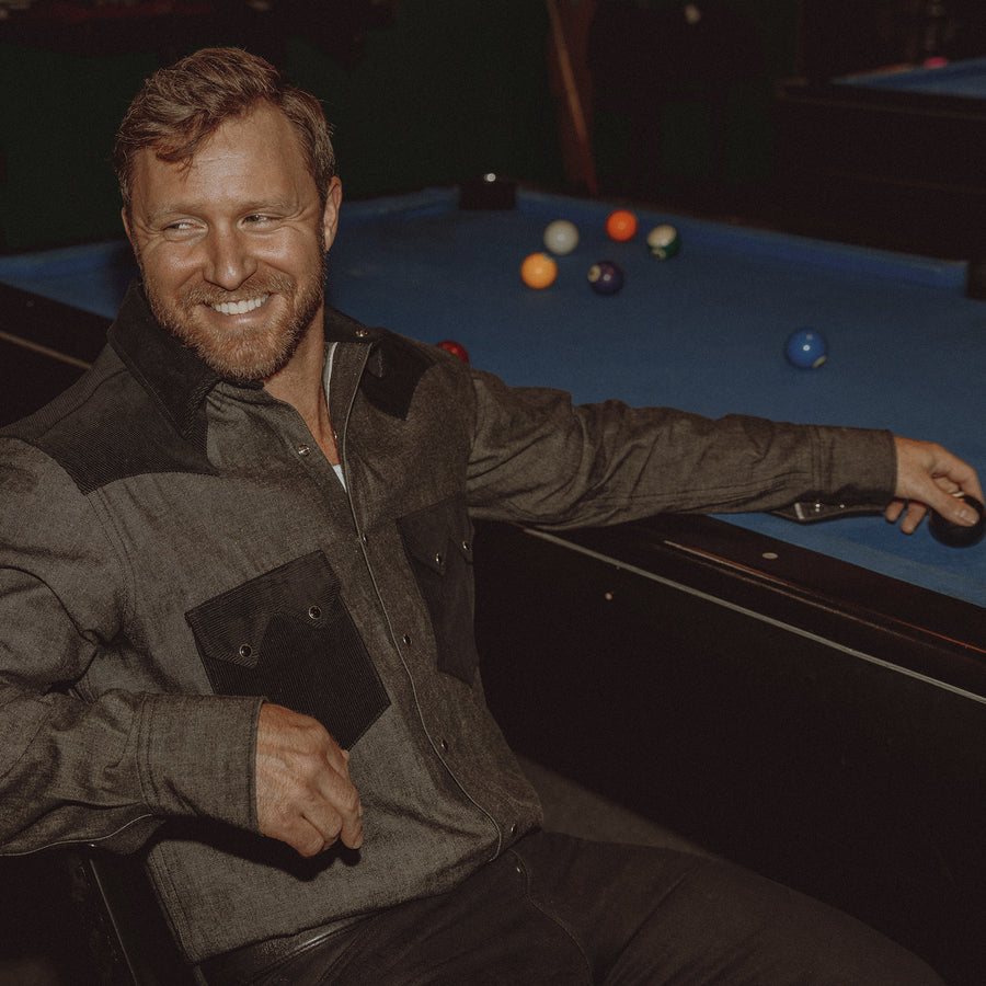 Highwayman- Men's Denim & Corduroy Western Shirt (Black)