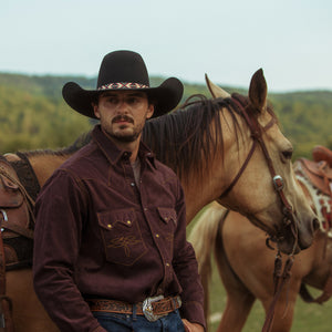 The Highwayman- Men's Long Sleeve Espresso Corduroy Western Shirt