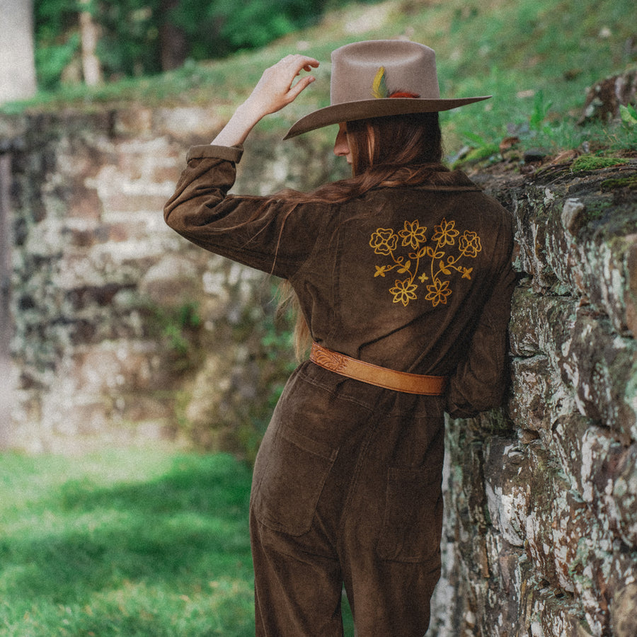 Coverall- Chainstitched Olive Corduroy Field Bloom