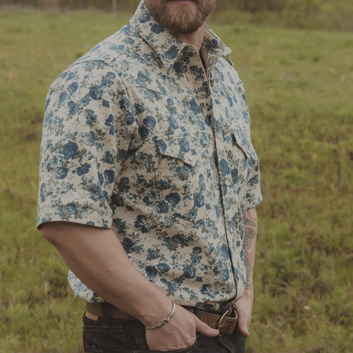 The Rambler- Men's Short Sleeve Floral Western Shirt