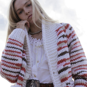 Cardigan-'No Waste' Handknit (Snow)