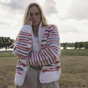 Cardigan-'No Waste' Handknit (Snow)