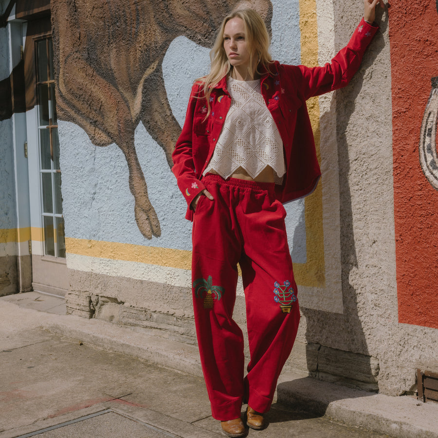 Pant- Corduroy Embroidered