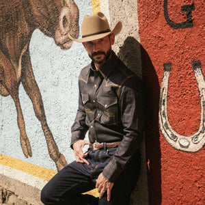 The Rambler II- Men's Triple Stitch Indigo Selvedge Denim Western Shirt