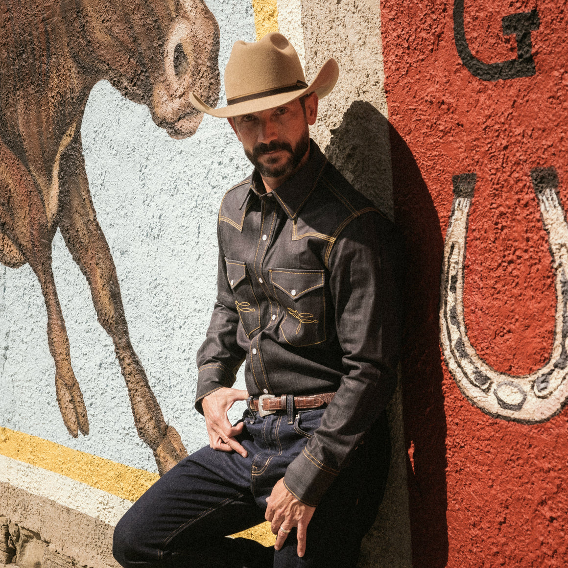 The Rambler II- Men's Triple Stitch Indigo Selvedge Denim Western Shirt
