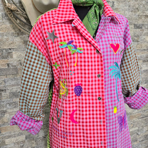 Blouse- Embroidered Vacation (Multi Check)