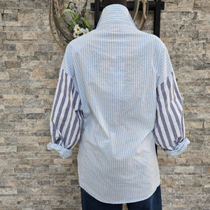 Blouse- Embroidered Gardenia (Blue Sky)