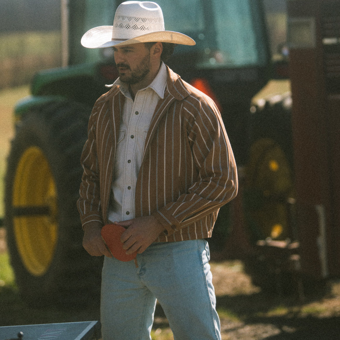 Western Bomber- Vintage Stripe (Tan)
