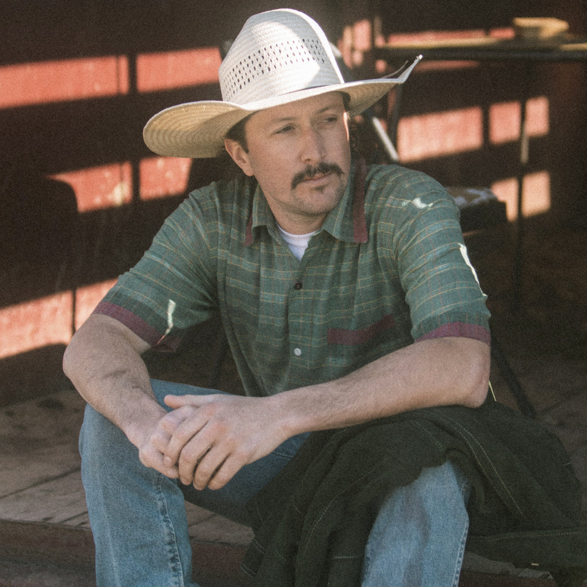 Camp Shirt- Short Sleeve Yarn Dyed Check (green)