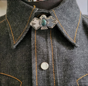 Pin- Small Silver Thunderbird with Turquoise