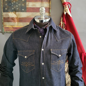 The Rambler- Men's Bootstitched Indigo Selvedge Denim Western Shirt