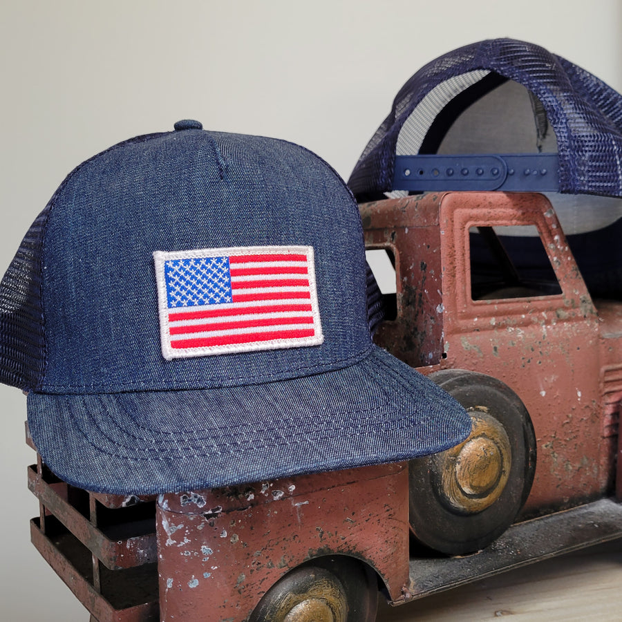 Ball Cap- Retro American Flag Denim