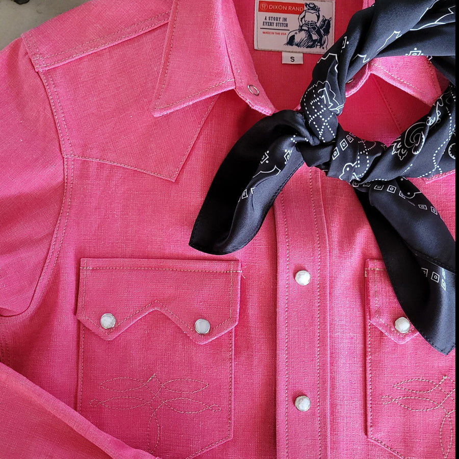 Highwayman- Men's Dark Pink Selvedge Western Shirt