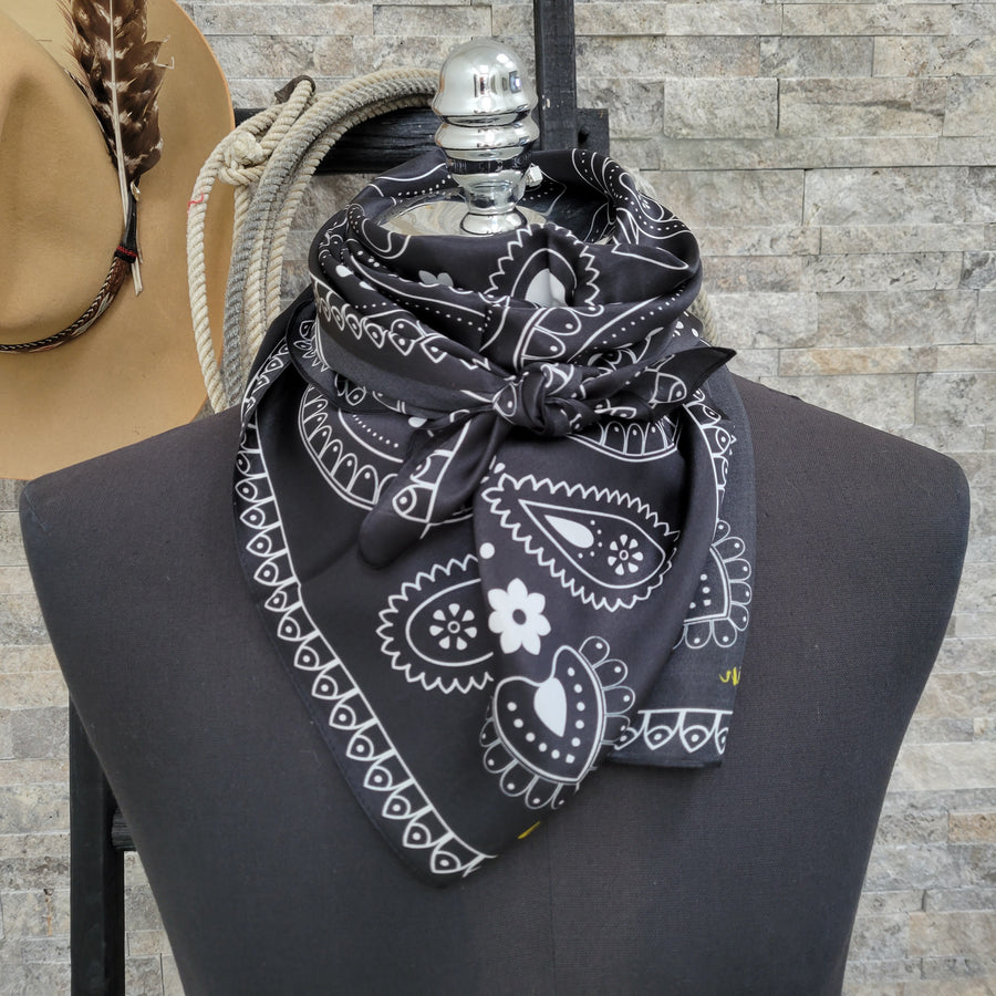 Range Bandana- Black Paisley Silk
