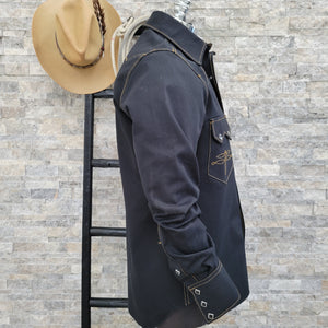 Highwayman- Men's Double Black Denim Western Shirt