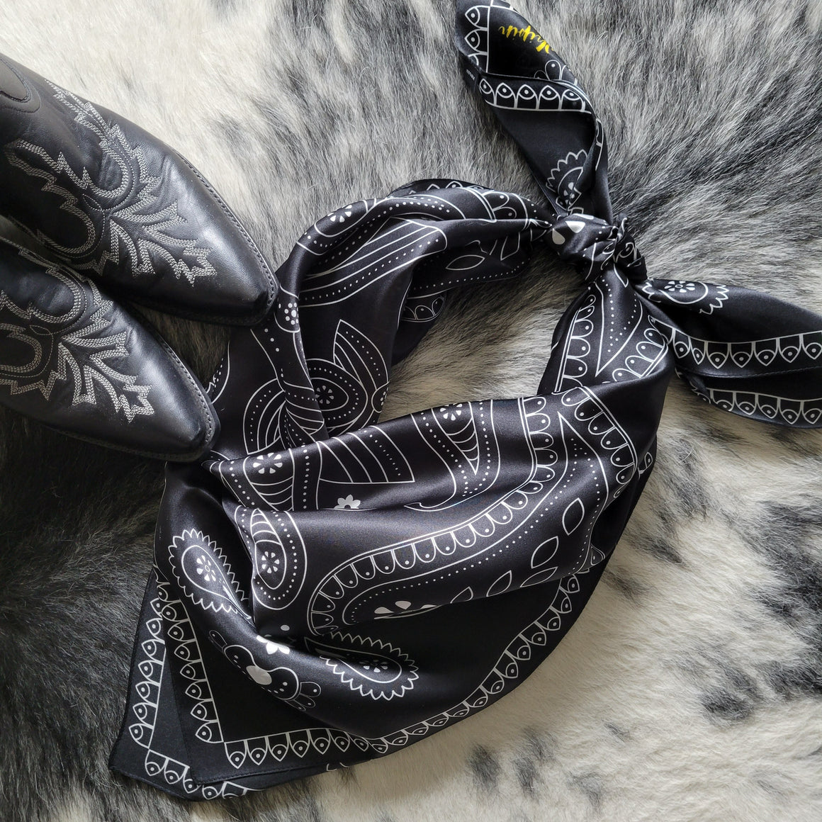 Range Bandana- Black Paisley Silk