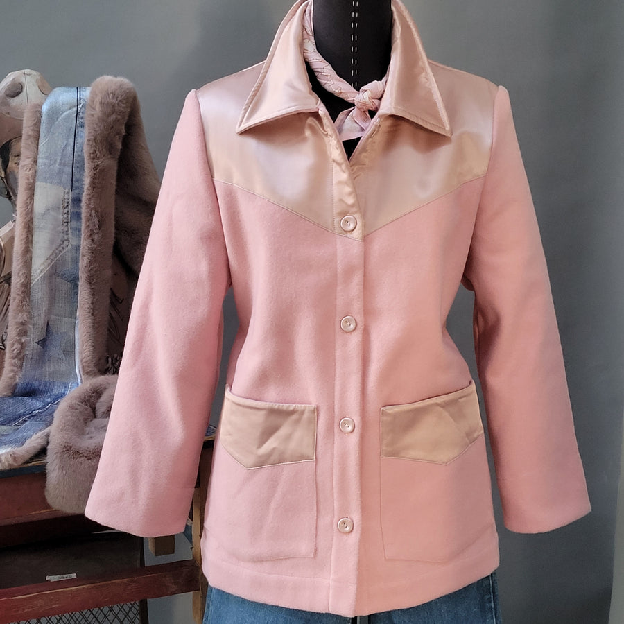 Cowgirl Jacket- Deadstock Wool/Satin (Pink)