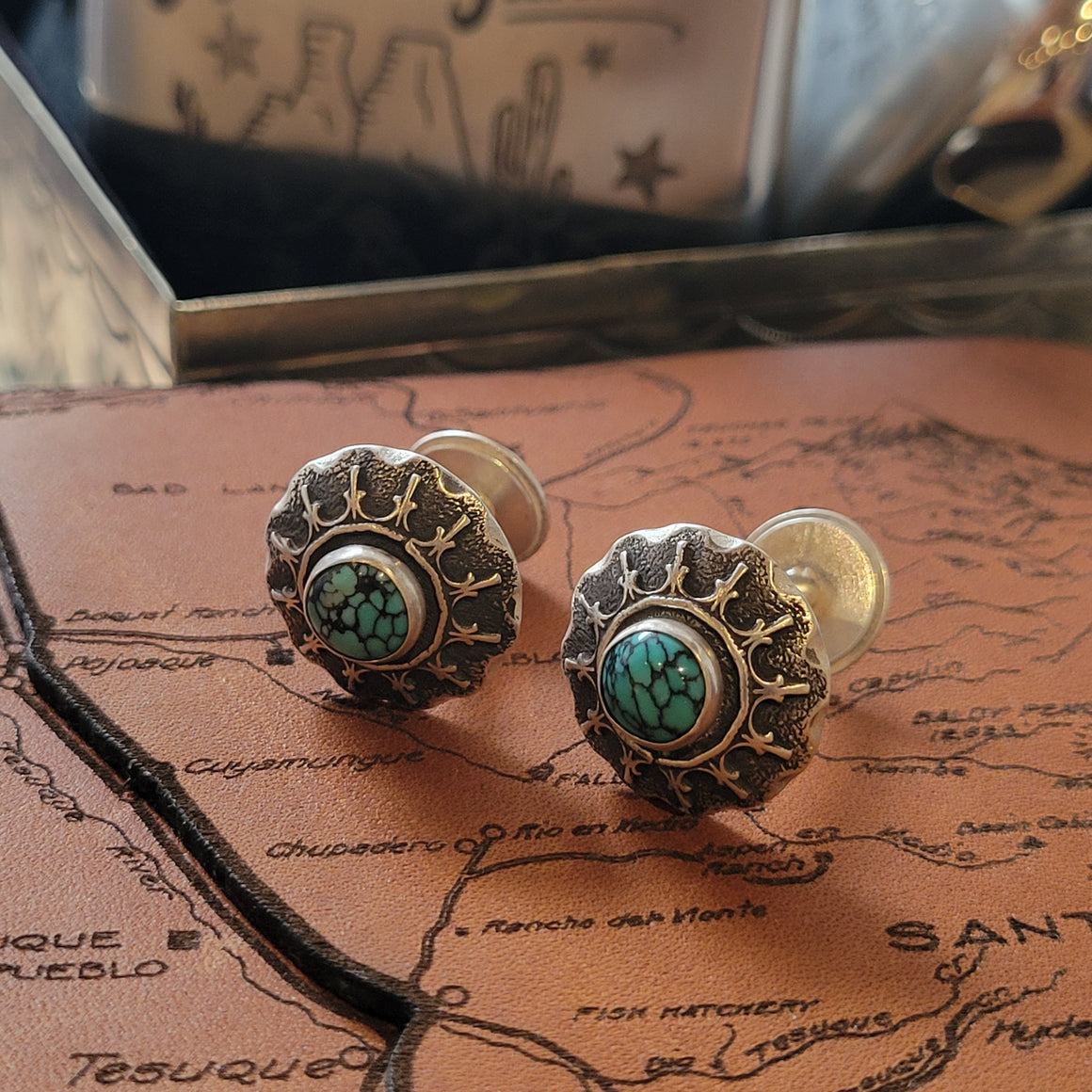 Cufflinks- Sterling/Turquoise Concho