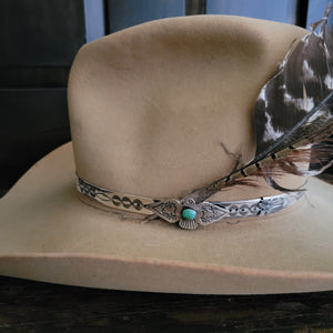 Hatband- Sterling and Turquoise Thunderbird