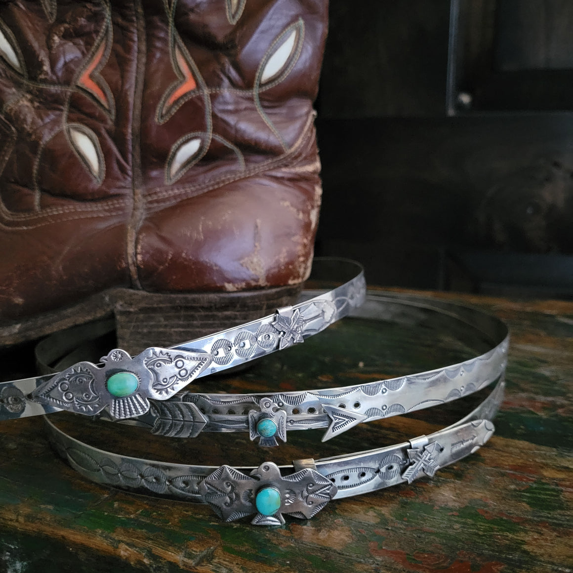 Hatband- Sterling and Turquoise Thunderbird