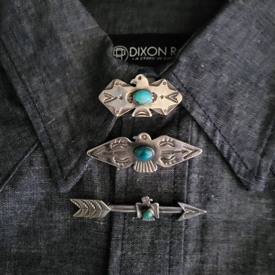 Pin- Long Silver Arrow with Thunderbird