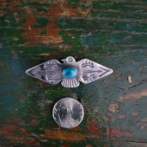 Pin- Silver Thunderbird with Turquoise