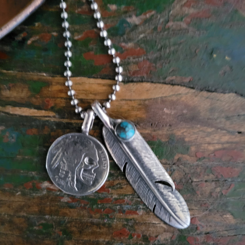 Pendant Silver Crow Feather with Stone Dixon Rand