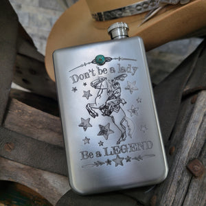 Flask- Stainless Western Conversation with Turquoise