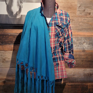 Shawl- Suede Knotted Fringe
