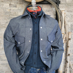 Ace of Spades- Men's Indigo Herringbone Denim Jacket