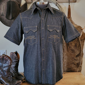 The Highwayman- Men's Short Sleeve Black Denim Western Shirt
