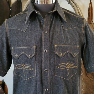 The Highwayman- Men's Short Sleeve Black Denim Western Shirt