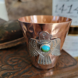 Shot Glass- Copper & Sterling with Turquoise