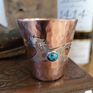 Shot Glass- Copper & Sterling with Turquoise