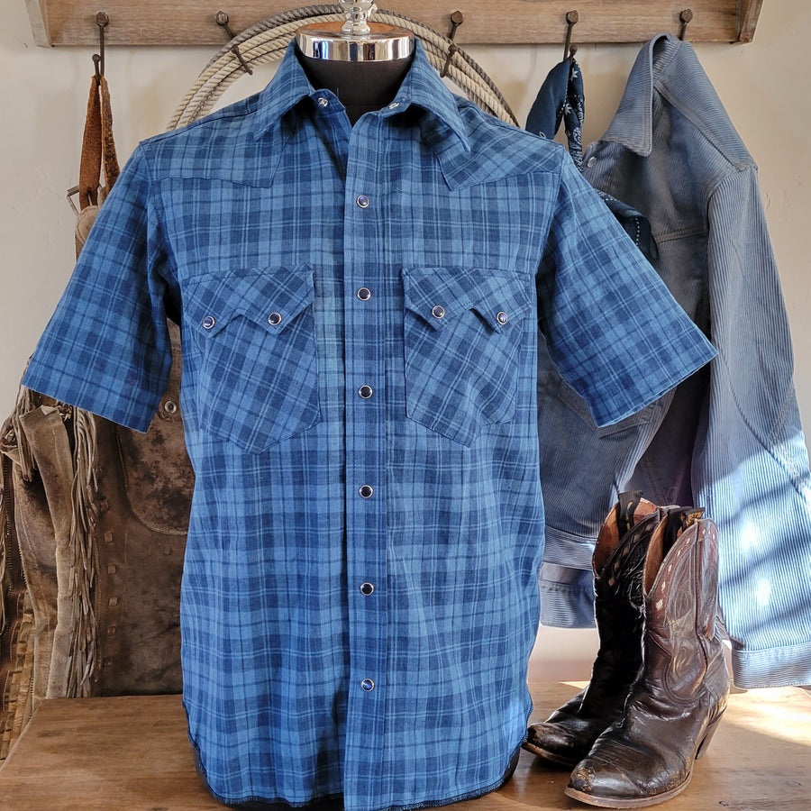 Highwayman- Men's Short Sleeve Indigo Plaid Shirt