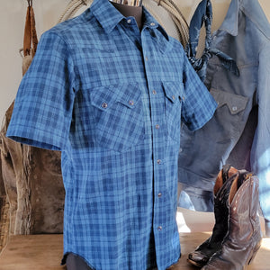 Highwayman- Men's Short Sleeve Indigo Plaid Shirt