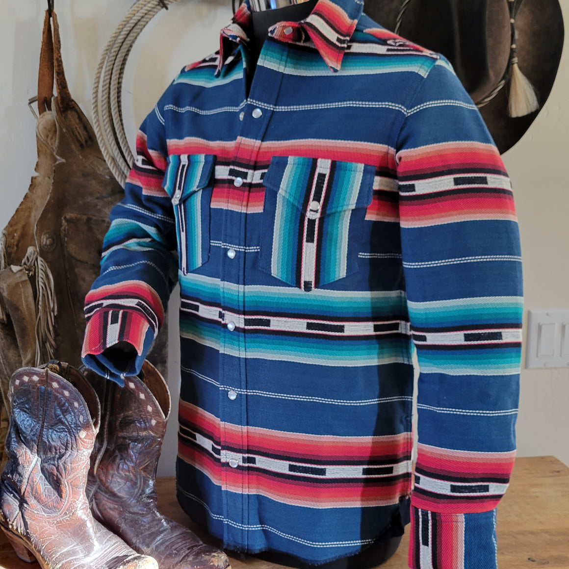 Jack of All Trades- Blue Serape Shirt Jacket
