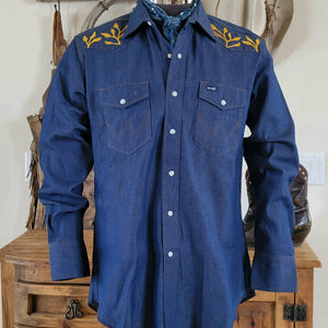 Vintage Western Shirt- Chainstitched Wrangler Denim #1