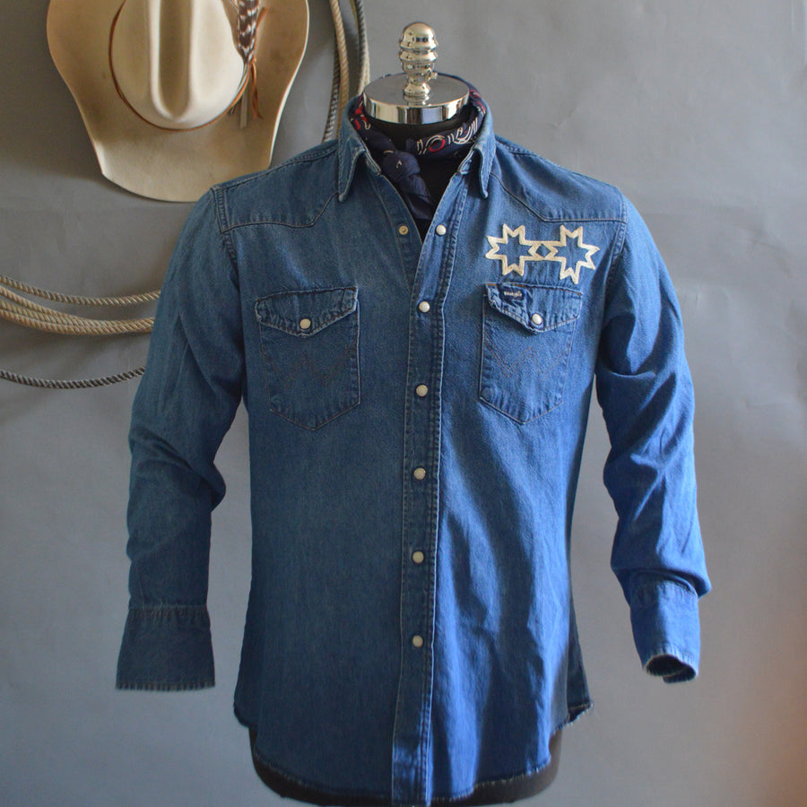 Vintage Shirt- Barnyard Blues Wrangler Western Denim #1