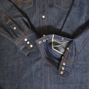 The Rambler- Men's Bootstitched Indigo Selvedge Denim Western Shirt