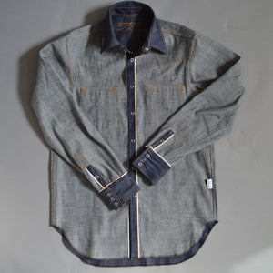 The Rambler- Men's Bootstitched Indigo Selvedge Denim Western Shirt