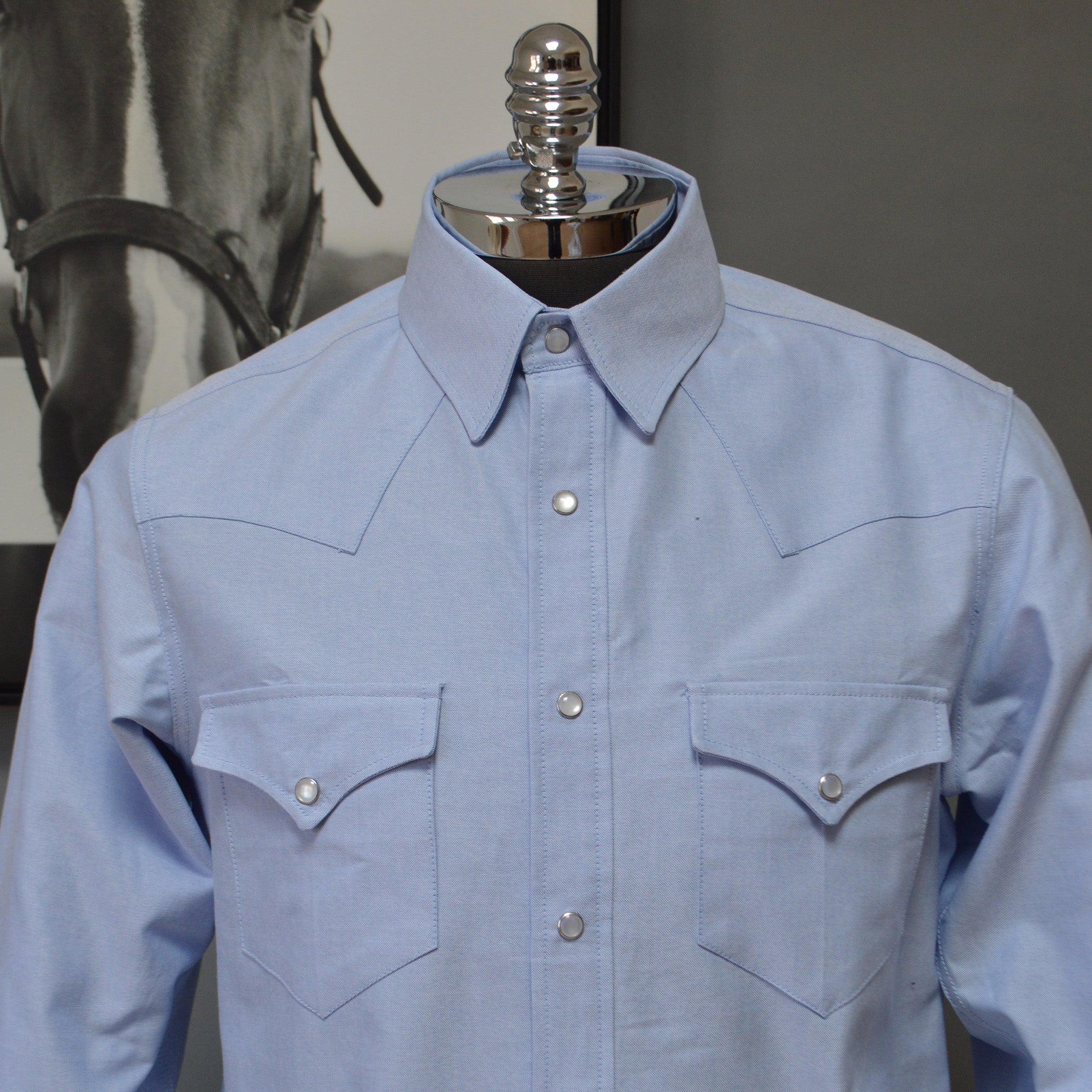 The Cattleman- Men's Blue Oxford Western Shirt Dixon Rand