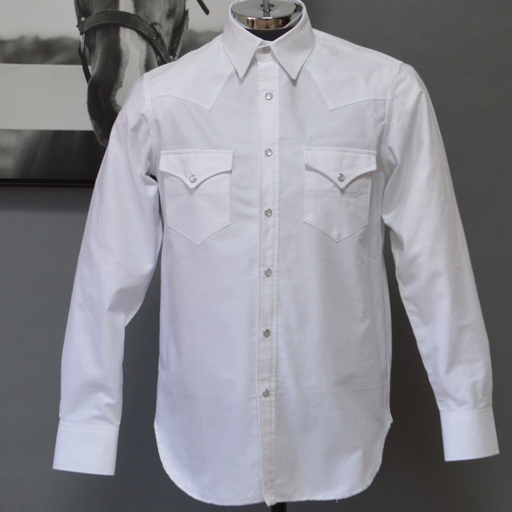 white cowboy dress shirt Schaefer Mens Long Sleeve Classic Western Snap Black XLT day comfort The Cattleman- Men's White Oxford