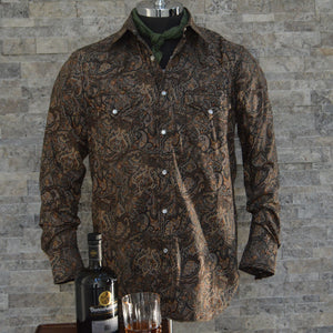 The Cowboy- Men's Brown Paisley Western Shirt