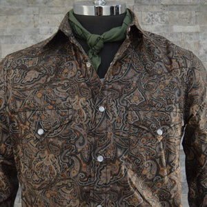 The Cowboy- Men's Brown Paisley Western Shirt