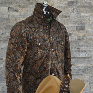 The Cowboy- Men's Brown Paisley Western Shirt